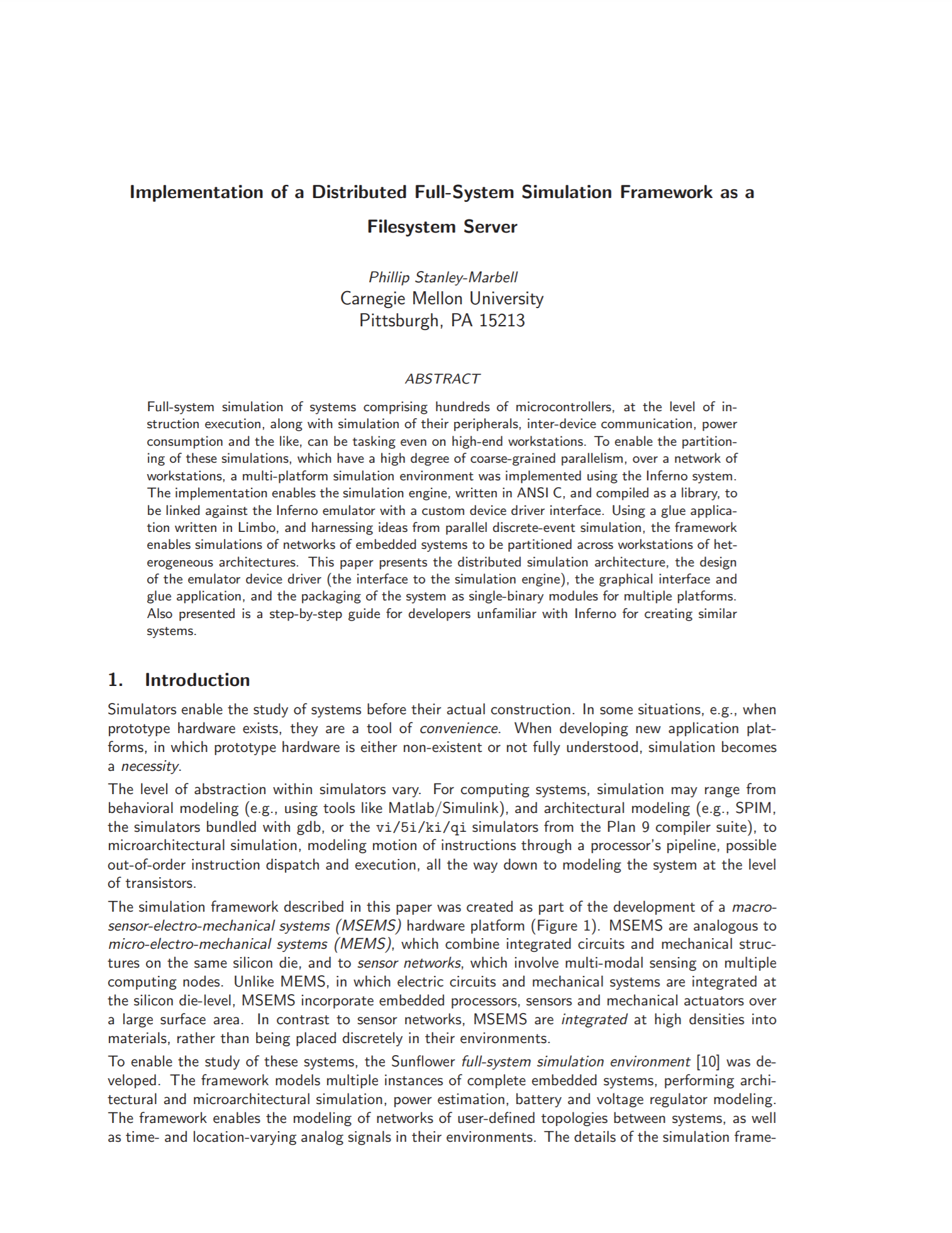 Implementation of a distributed full-system simulation framework as a ...